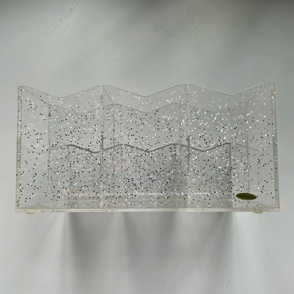 Two Piece Clear Glitter Organizer Set